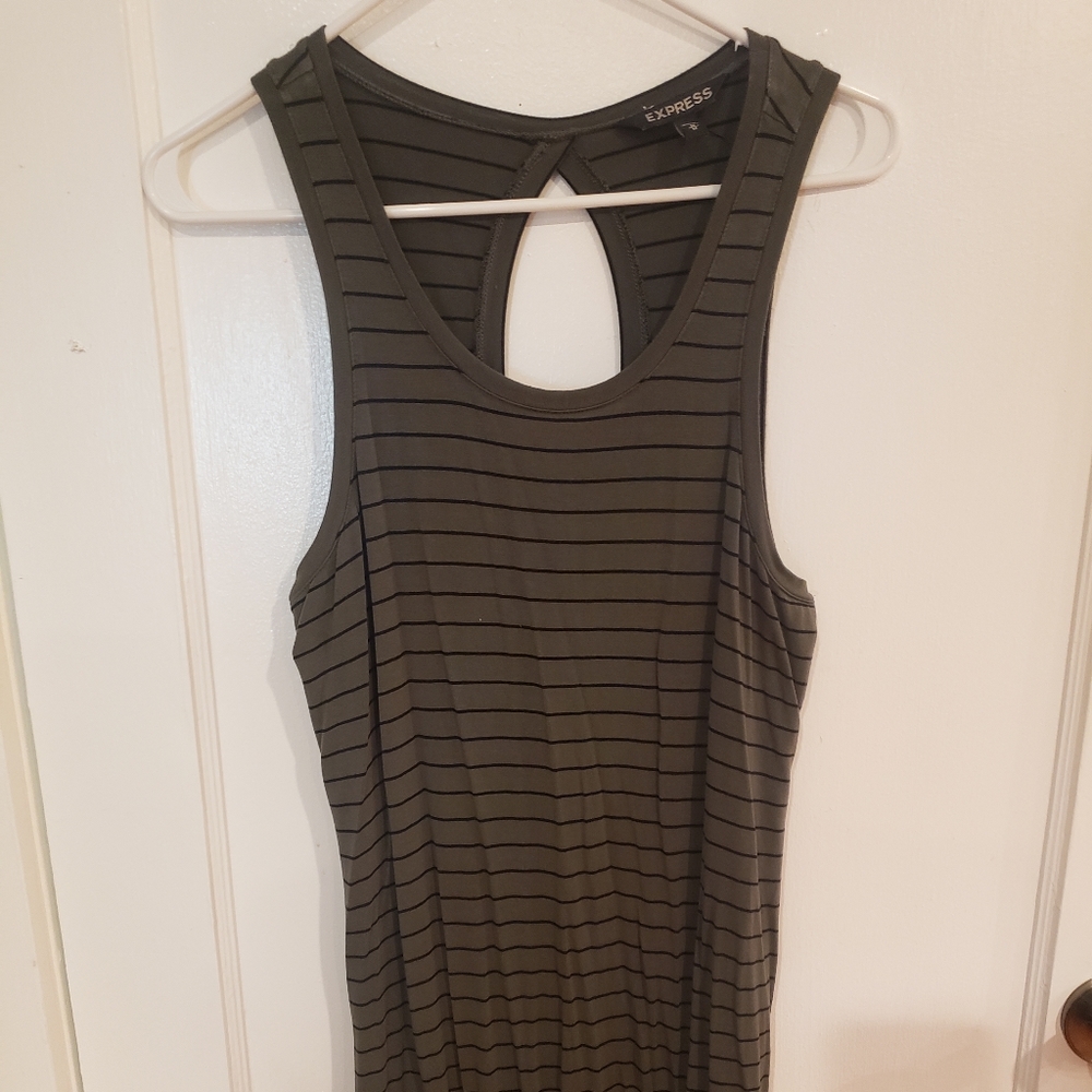 Women's medium  Express olive/black stripe dress